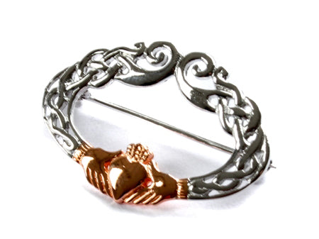 Claddagh Silver 2 Tone Brooch