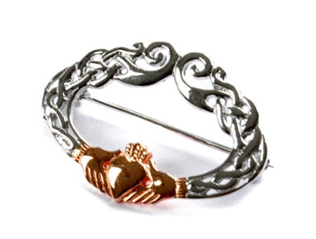 Claddagh Silver 2 Tone Brooch