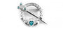 Claddagh Brooch Silver with Aquamarine Cubic Zirconia Stone