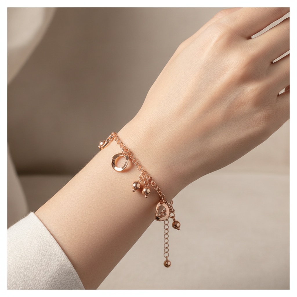 Silver with Rose Gold Plate  Bracelet.
