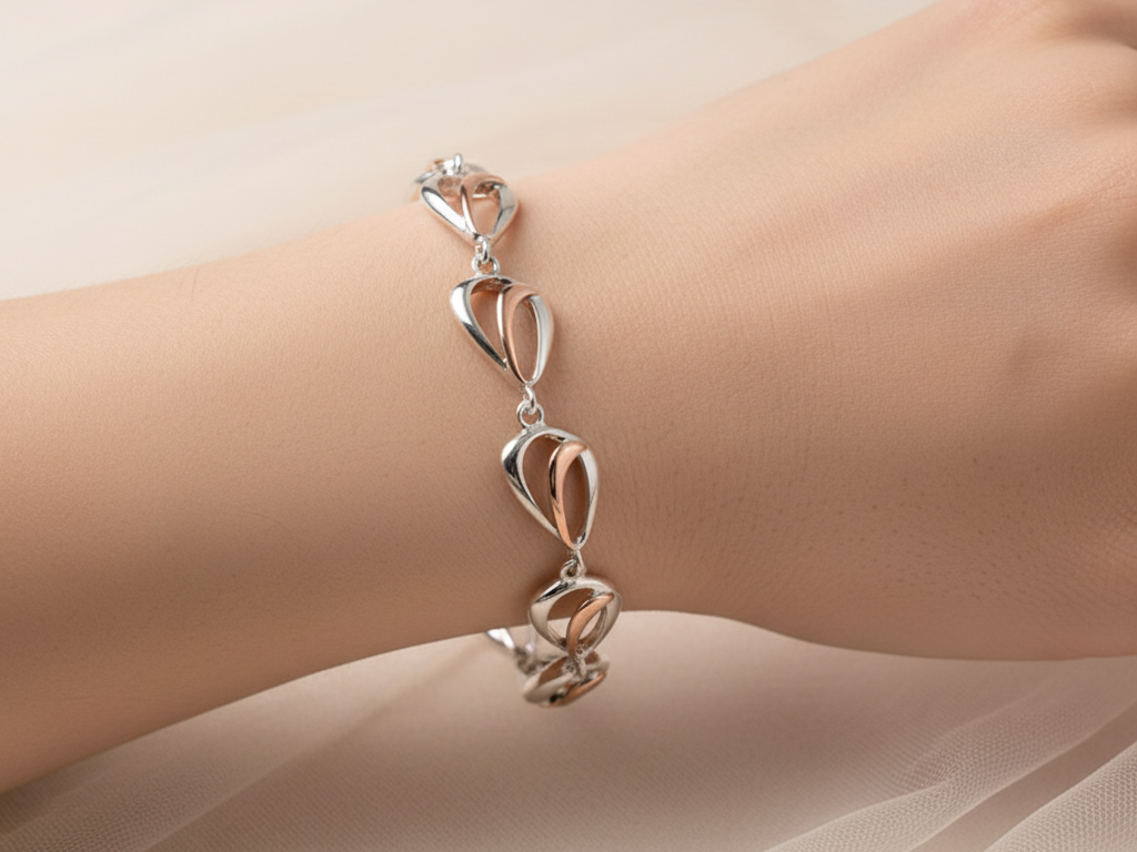 Silver with Rose Gold Plate Bracelet
