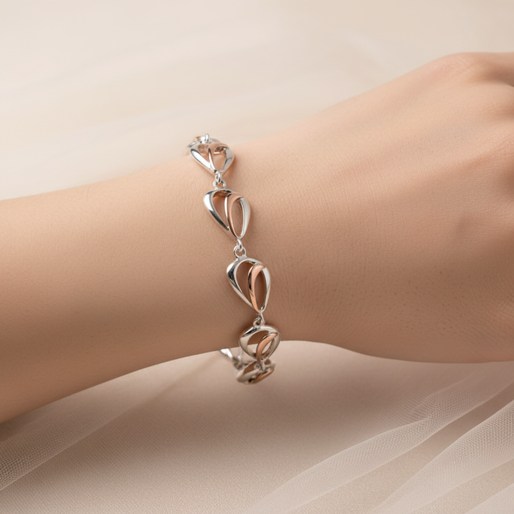 Silver with Rose Gold Plate Bracelet
