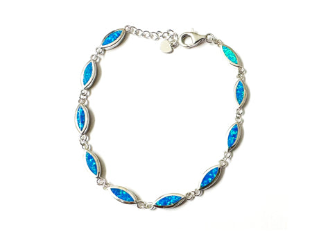 Blue Opal With Cz Silver Bracelet