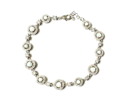 Opal With Cz Silver Bracelet