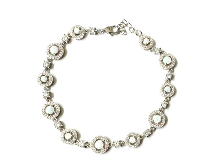 Opal With Cz Silver Bracelet