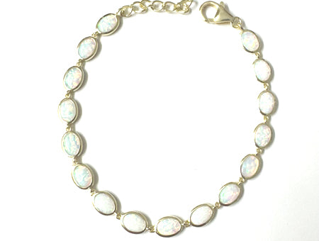Opal With Yellow Plated Silver Bracelet