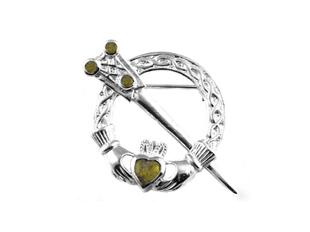 Celtic Connemara Marble Claddagh Tara Brooch
