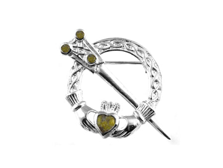 Celtic Connemara Marble Claddagh Tara Brooch