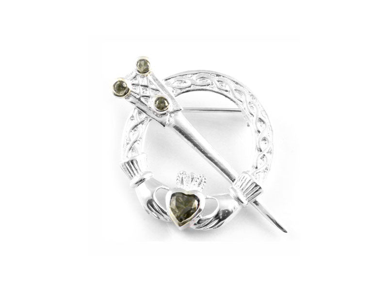Celtic Connemara Marble Claddagh Tara Brooch