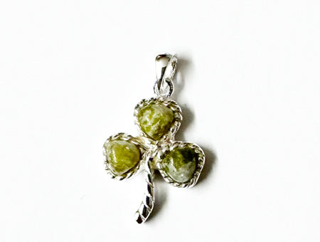 Connemara Marble Silver Shamrock Pendant
