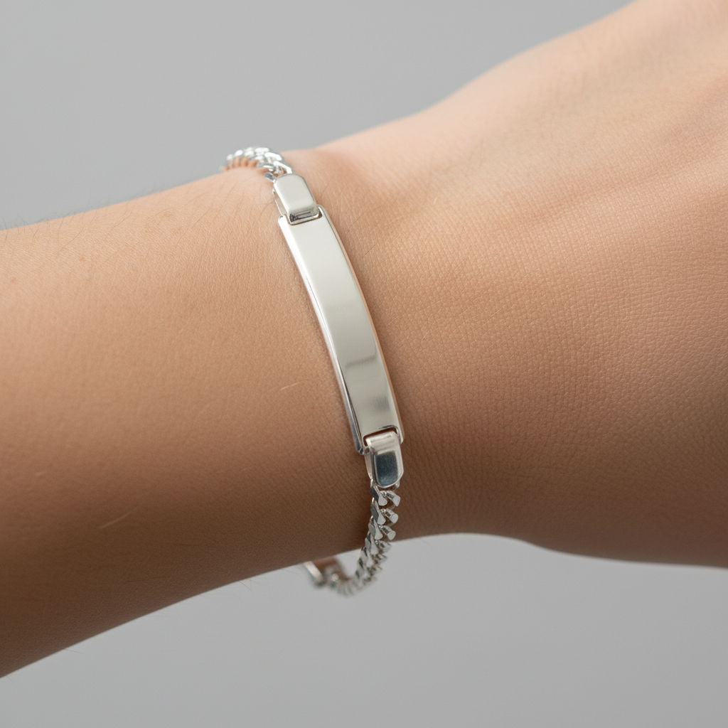 Silver ID Curb Bracelet