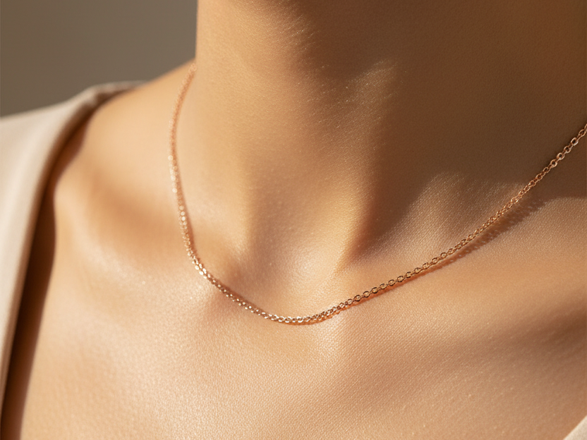 Rose Gold Plated Silver Medium Weight Oval Belcher Chain