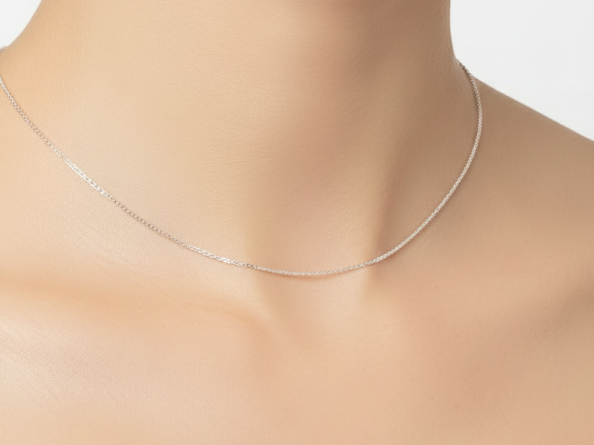 Silver Oval Belcher Chain Rhodium