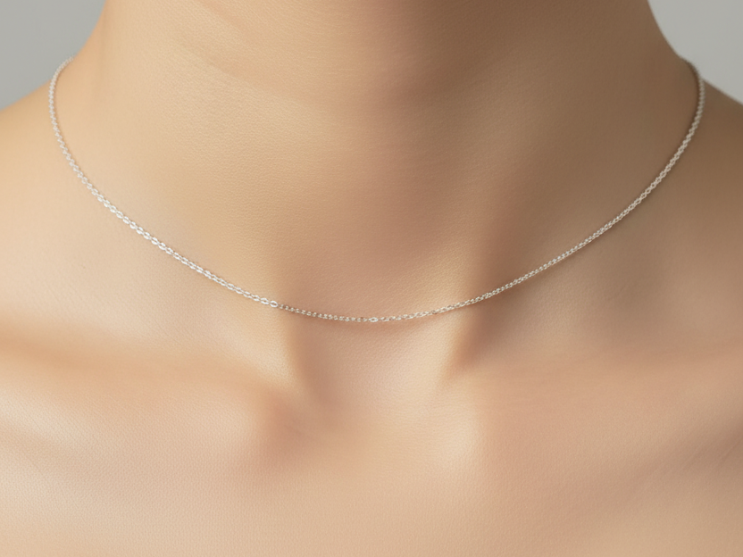 9 ct White Gold Oval Belcher Chain