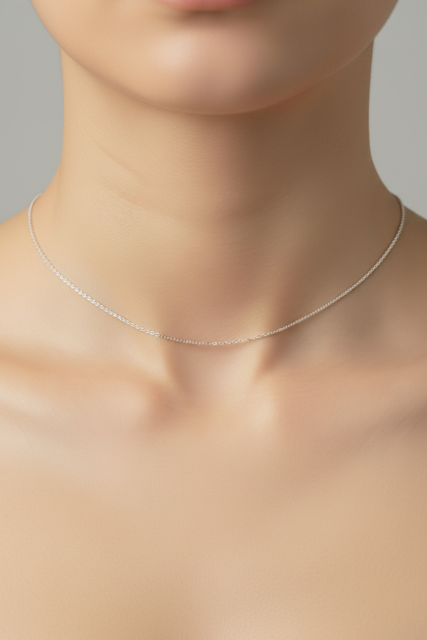 9 ct White Gold Oval Belcher Chain
