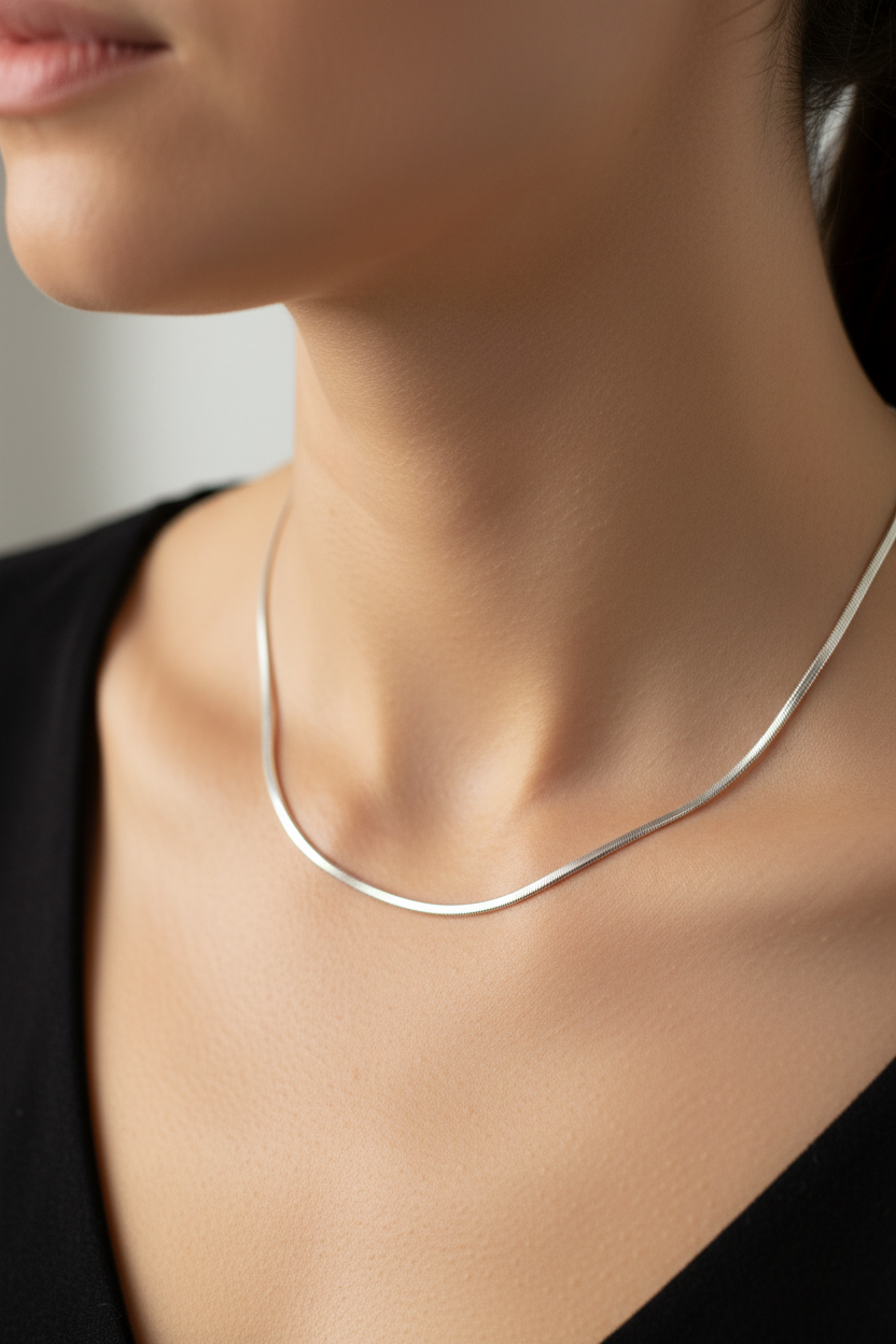 ROUND SNAKE DESIGN SILVER CHAIN