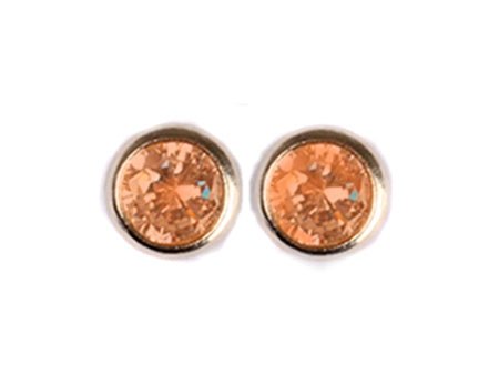 A Champagne 5mm Cubic Zirconia Earring.