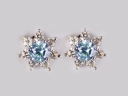 A Aquamarine & White Cubic Zirconia Earring