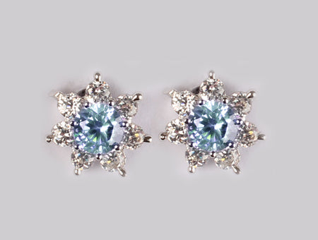 A Aquamarine & White Cubic Zirconia Earring