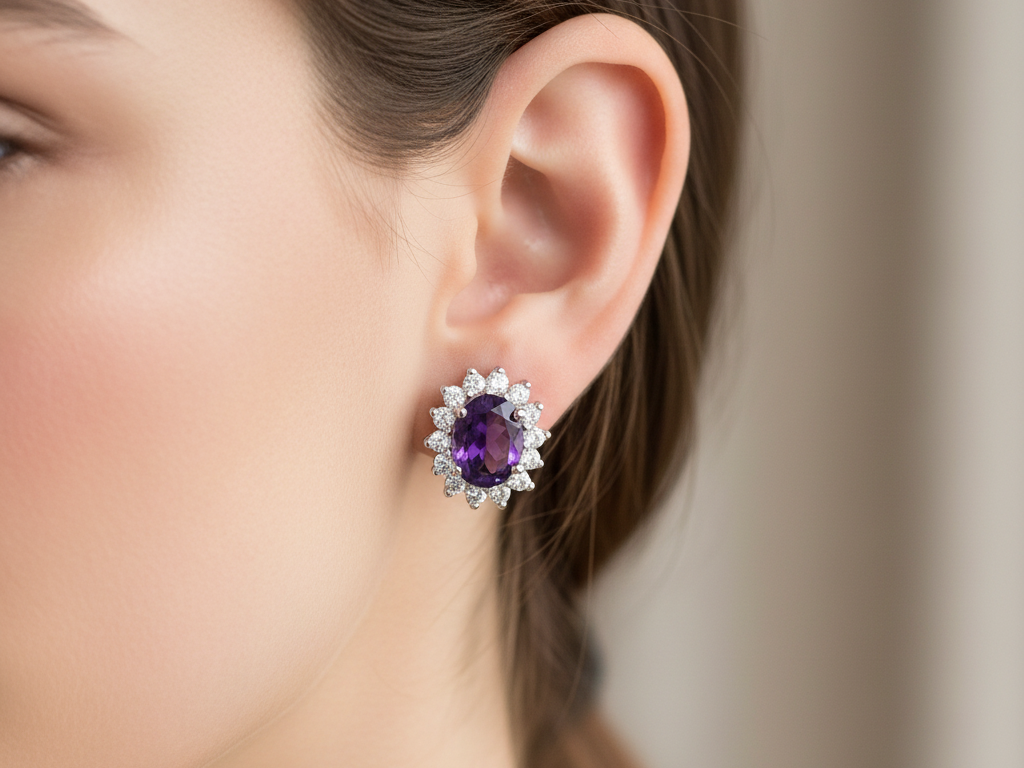 9 CT White Gold Earring.