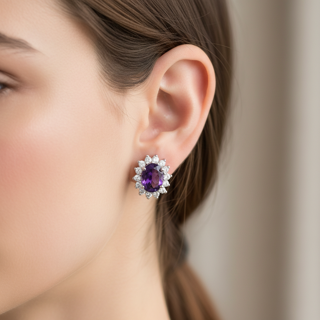 9 CT White Gold Earring.