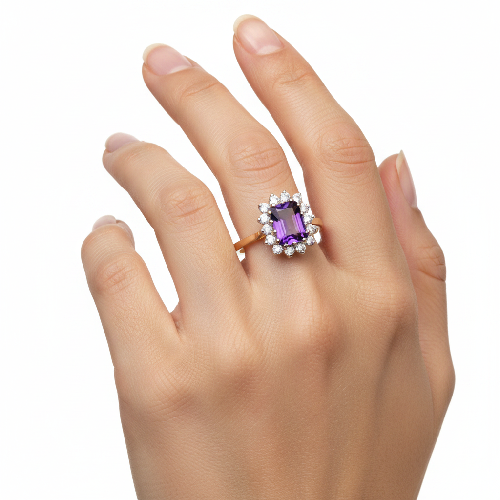 9ct Yellow Gold Cz Ring.