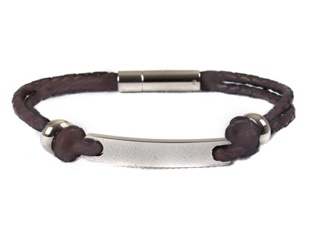 Leather Stainless Steel Bracelet BROWN