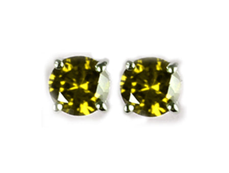 A Peridot 6mm Cubic Zirconia Earring