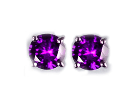 A Amethyst 5mm Cubic Zirconia Earring