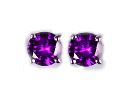 A Amethyst 6mm Cubic Zirconia Earring