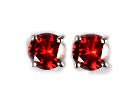 A Garnet 6mm Cubic Zirconia Earring