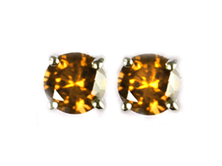 A Champagne 4mm Cubic Zirconia Earring.