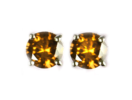 A Champagne 4mm Cubic Zirconia Earring.