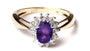 9ct Yellow Gold Amethyst Cz Ring.