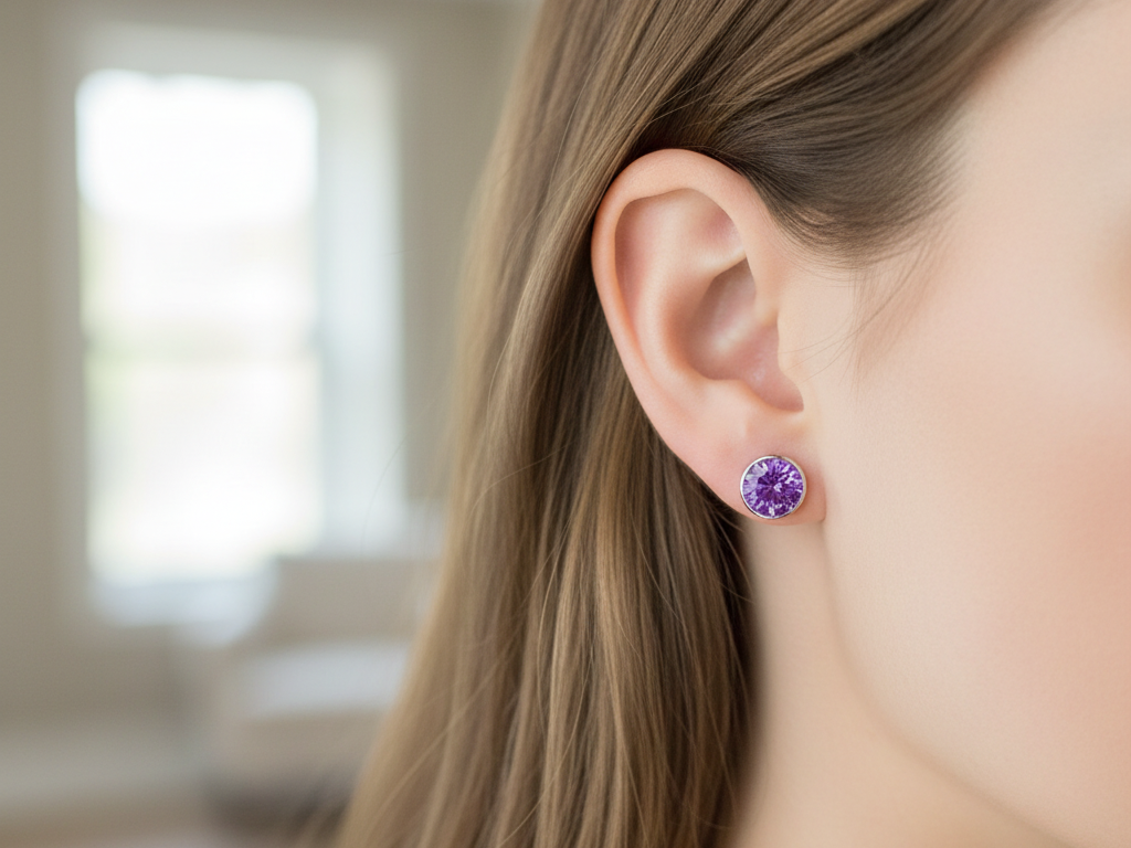 A Amethyst  Cubic Zirconia Earring.