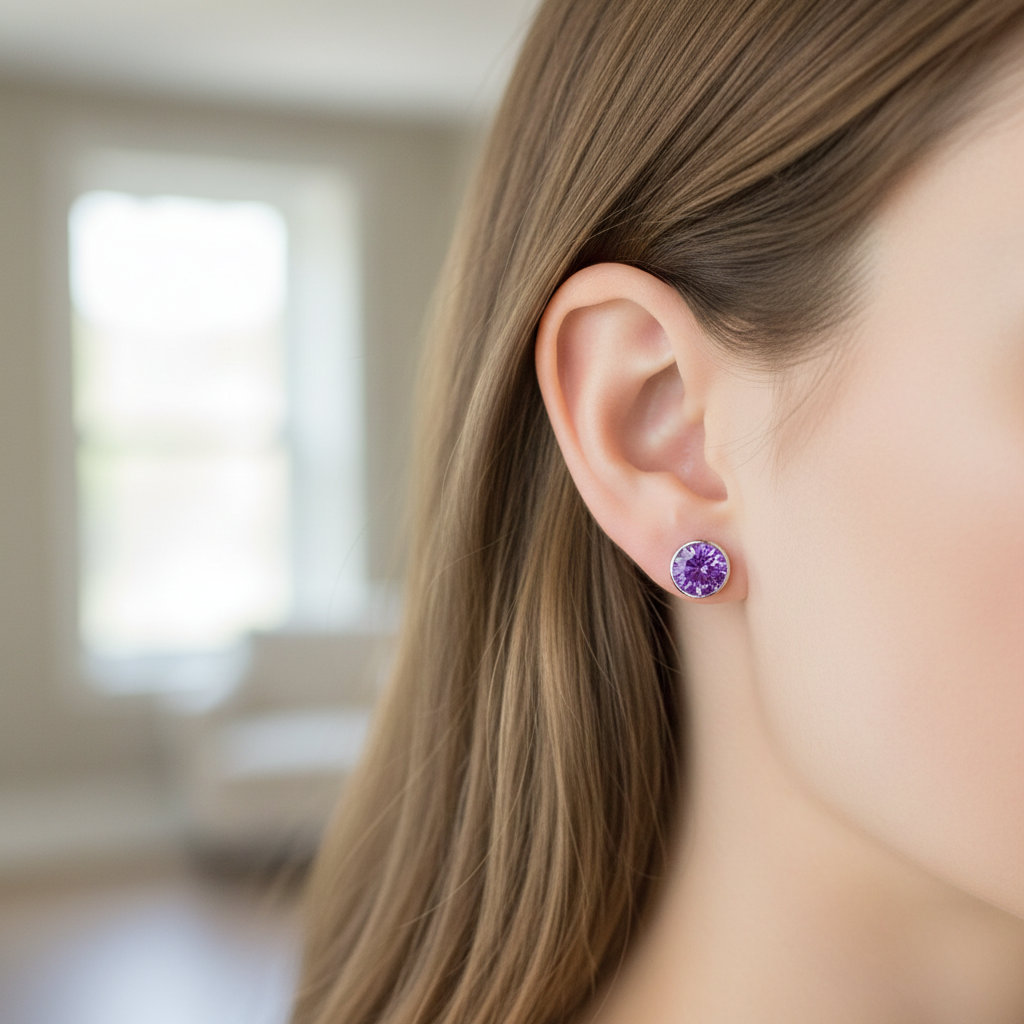 A Amethyst  Cubic Zirconia Earring.