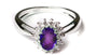 9ct White Gold Amethyst Cz Ring.