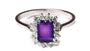 9ct White Gold Cz Amethyst Ring.