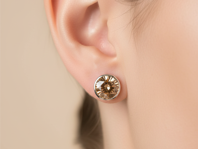 Champagne Silver Cz Earring