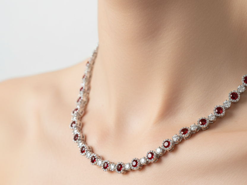 Garnet Cubic Zirconia Necklace