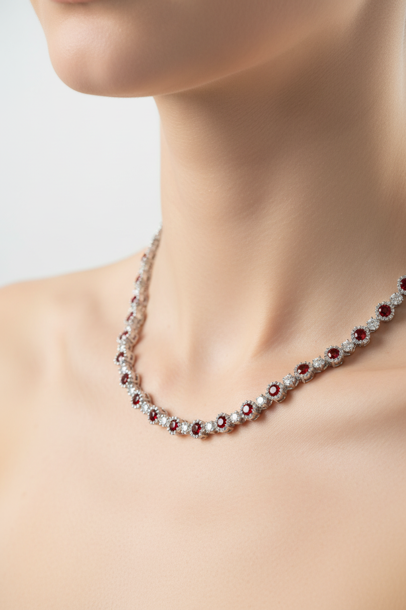 Garnet Cubic Zirconia Necklace