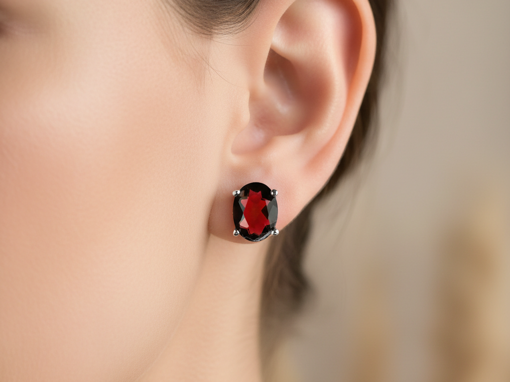 Garnet Cubic Zirconia Earring