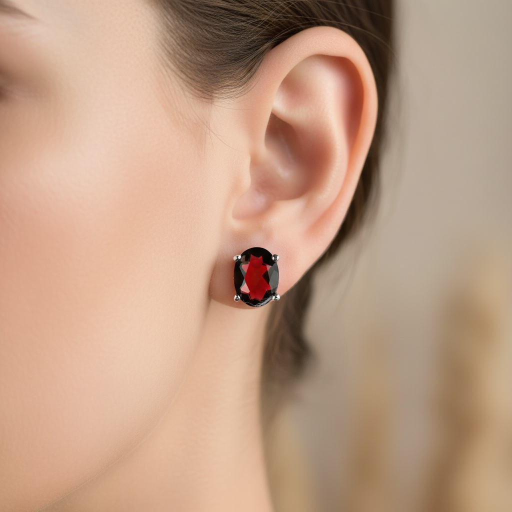 Garnet Cubic Zirconia Earring