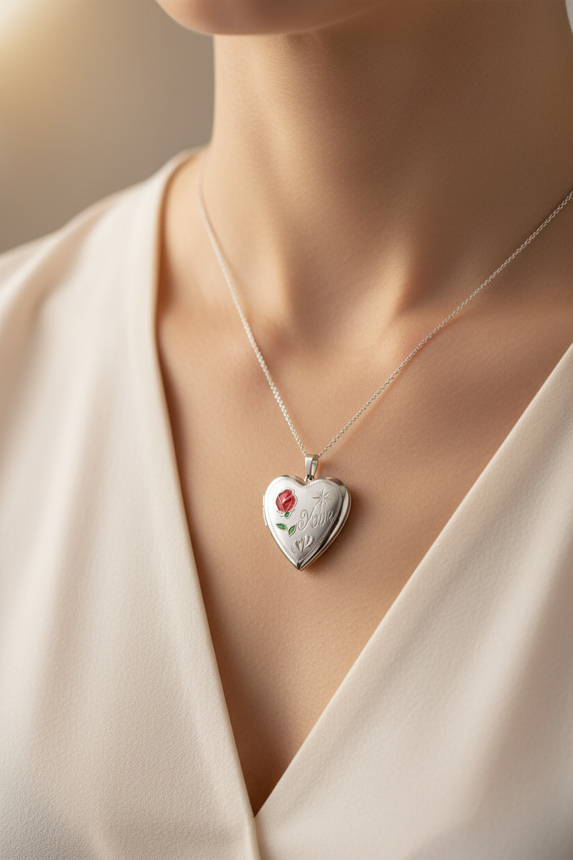 Heart Mum Silver Locket