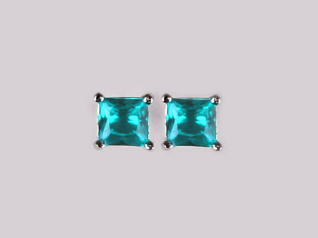 A Aquamarine Cubic Zirconia Earring 5mm x 5mm