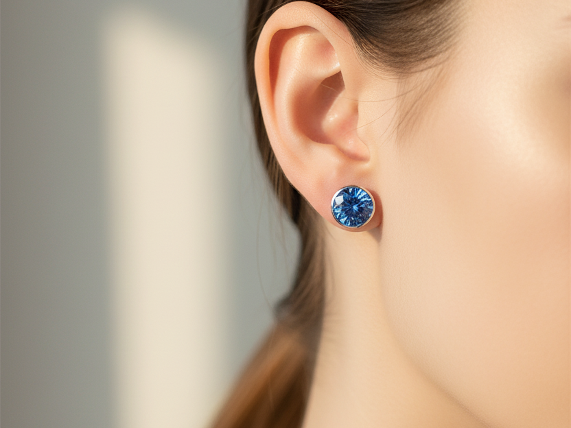 A Sapphire  Cubic Zirconia Earring.