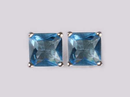 Topaz Silver Cz Earring 6mm x 6mm