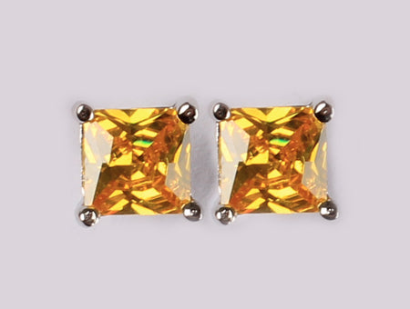 Champagne Silver Cz Earring 6mm x 6mm