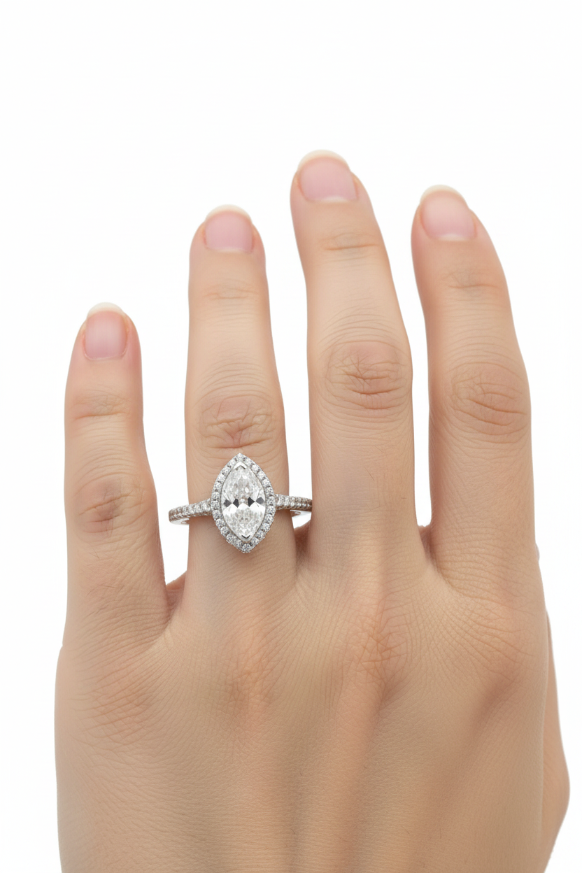 A White Cubic Zirconia Ring.
