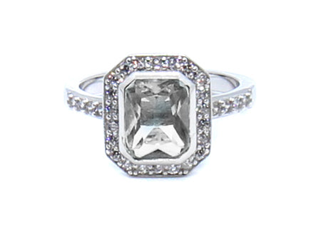A White Cubic Zirconia Ring.